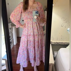 Smocked Long Sleeve Dress